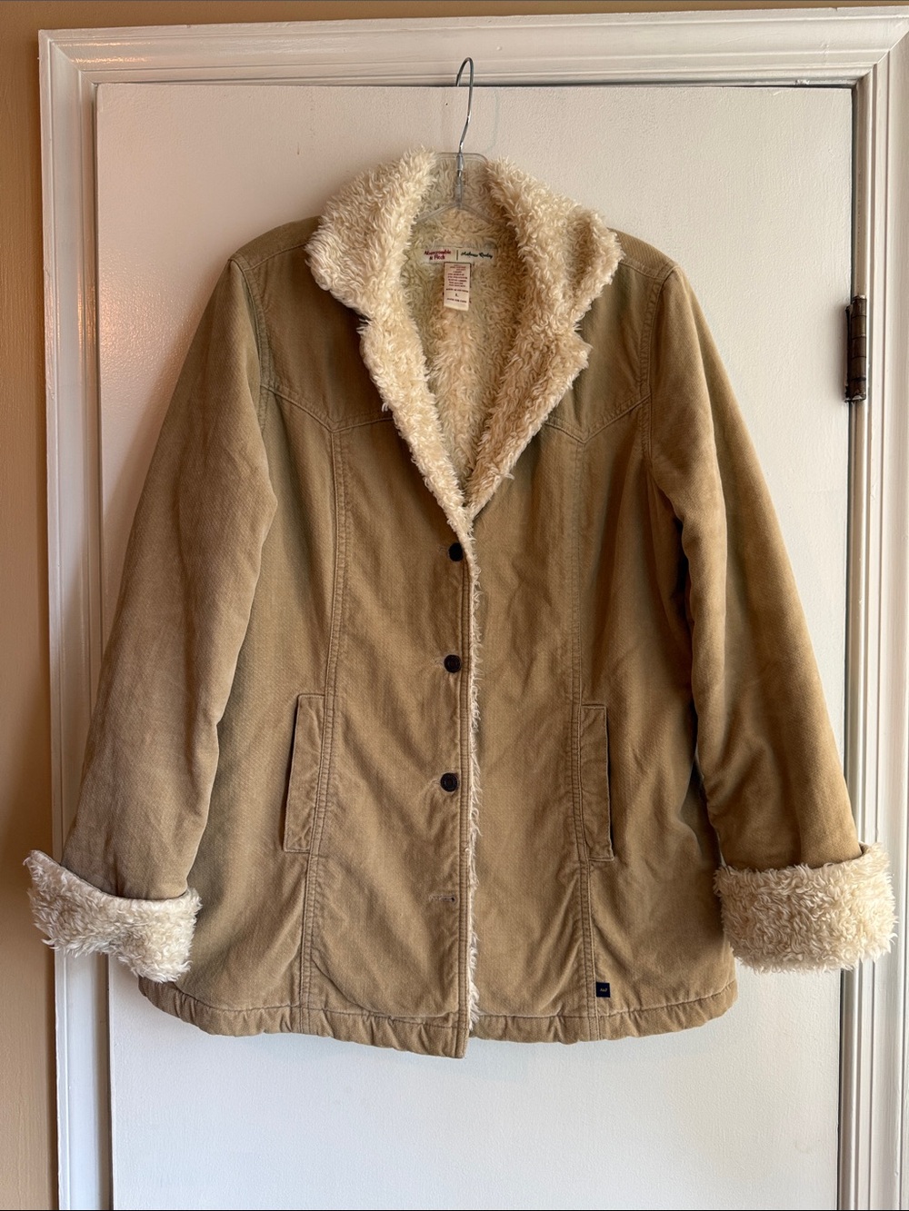 Abercrombie & Fitch Tan Corduroy Sherpa Lined Jacket Large *Like New*